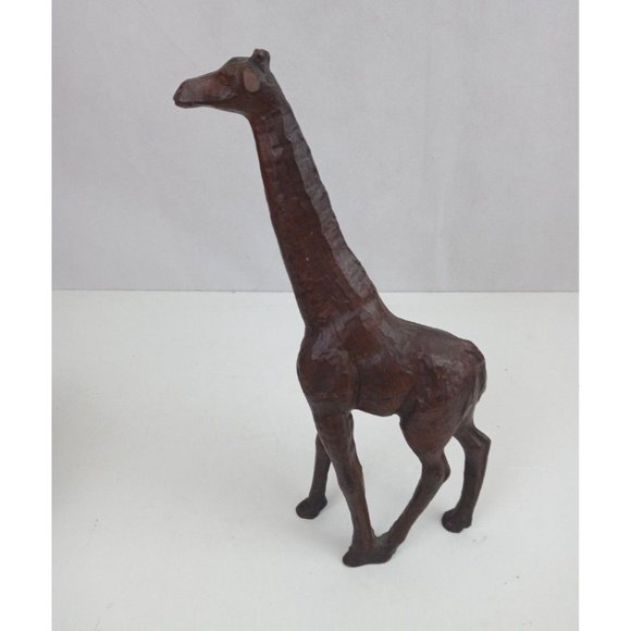 Vintage Hand Carved Wooden Giraffe Statue Sculpture 11" x 6" - Picture 5 of 5